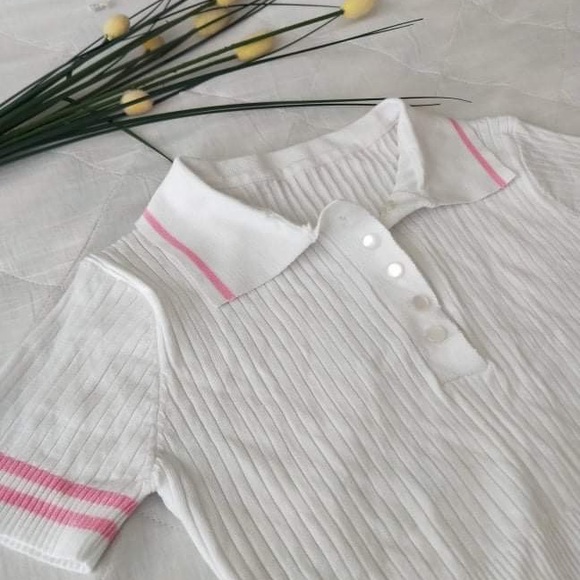 SOLD! White Ribbed Two Piece Set - Picture 3 of 4